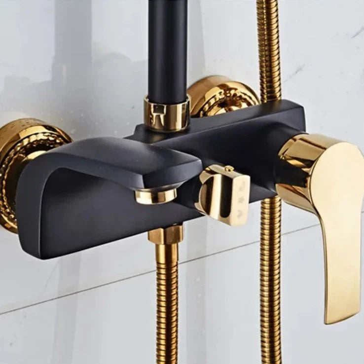 Kyndal - Modern Brass Bathroom Shower Set with Rainfall Shower Head and Hand Shower