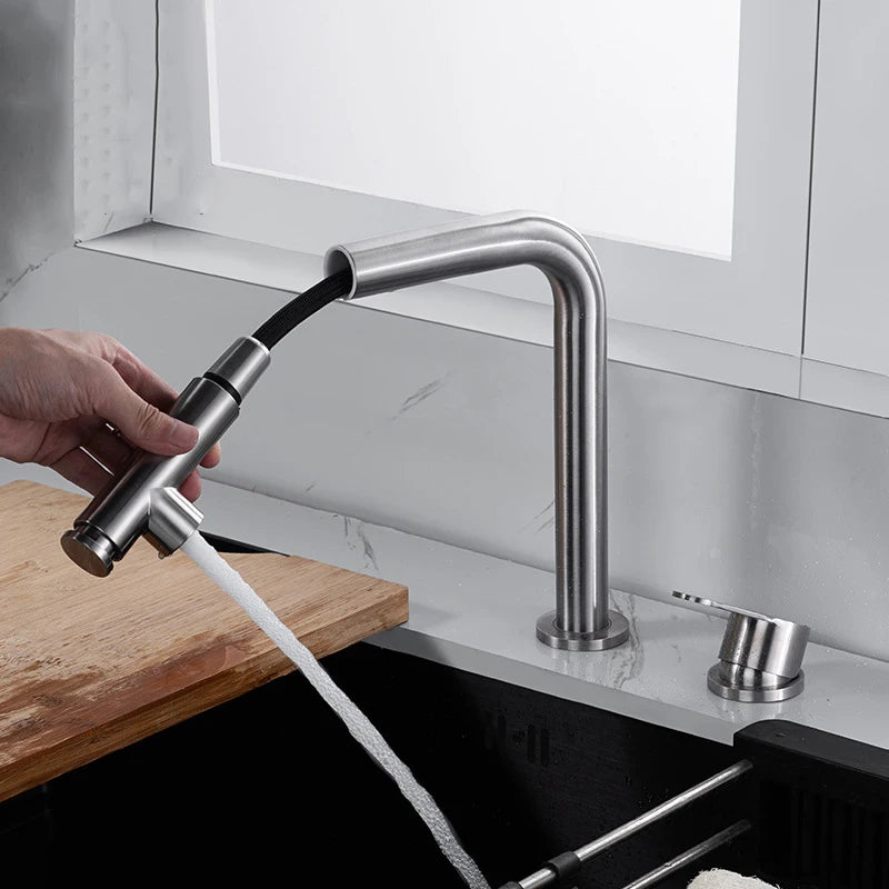 Padron - Stainless Steel Pull Out Hot & Cold Mixer Kitchen Tap