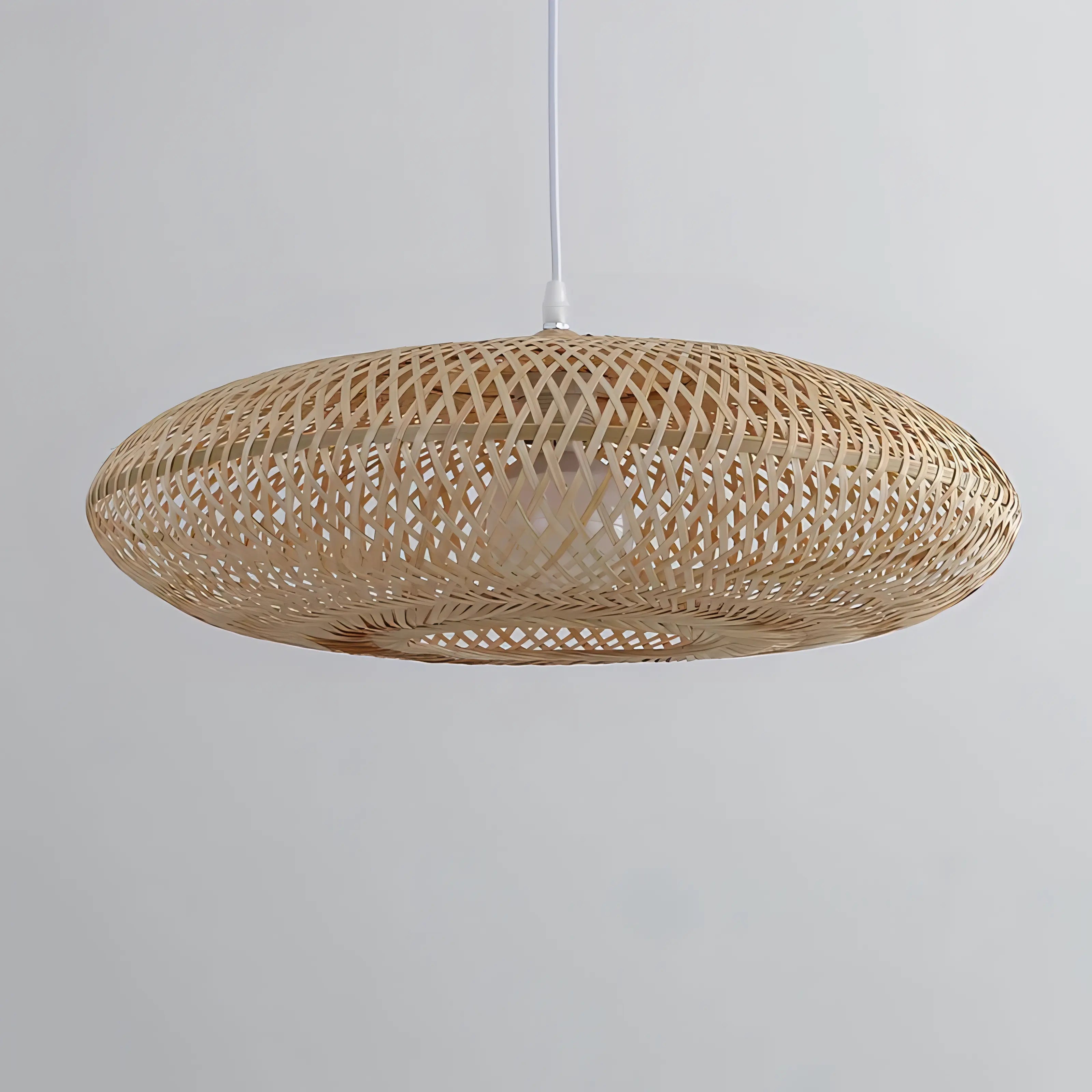 Clemencia - Handmade Rattan Woven Bamboo Oval Hanging Pendant Ceiling Light