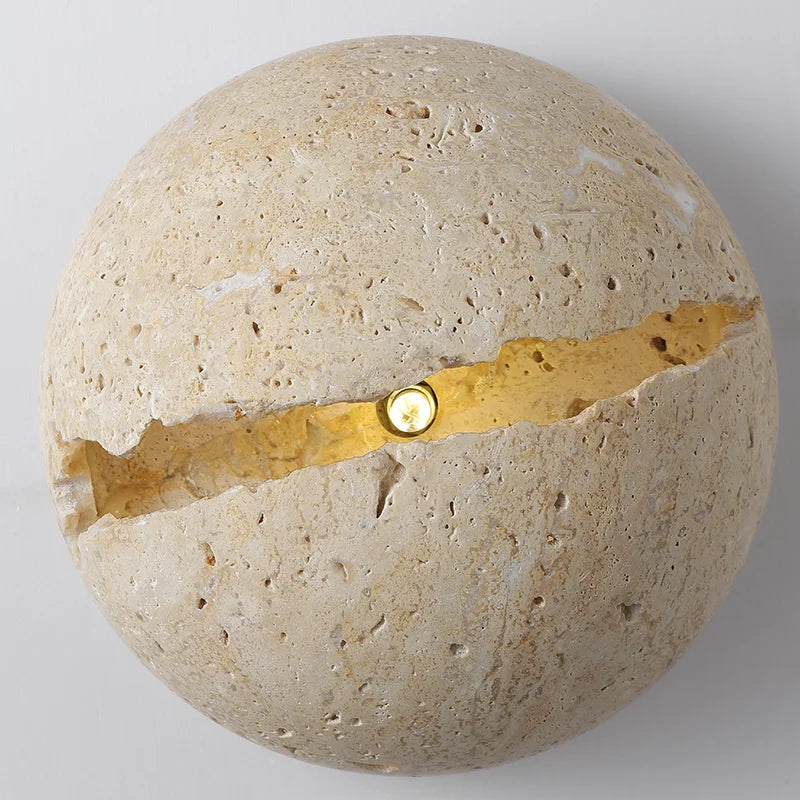 Burge - Retro Natural Stone Round Wall Light