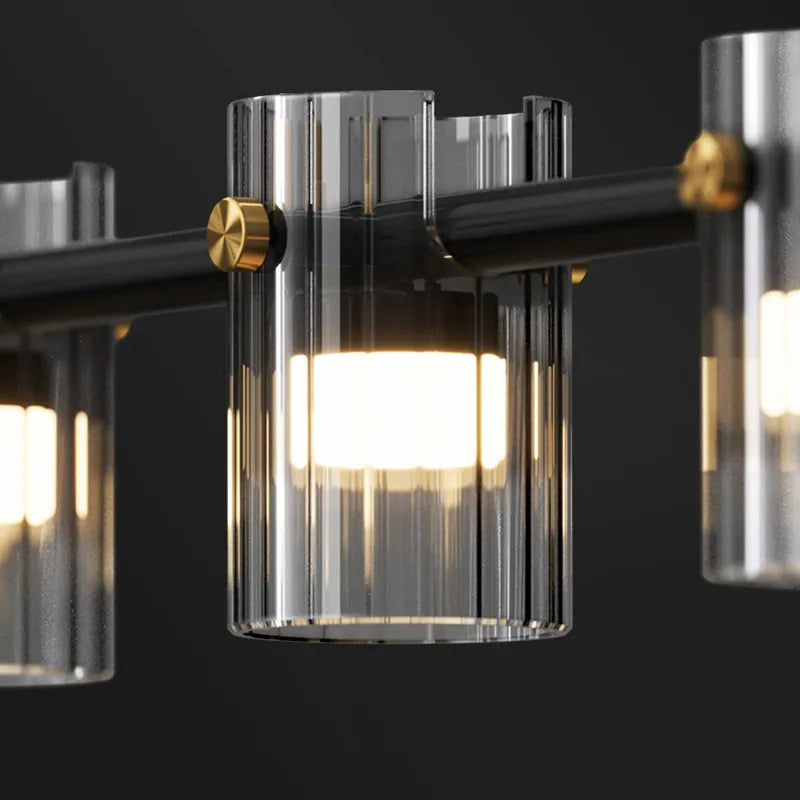 Phitrite - Modern Long Bar Multi Head Black Hanging Ceiling Light Chandelier