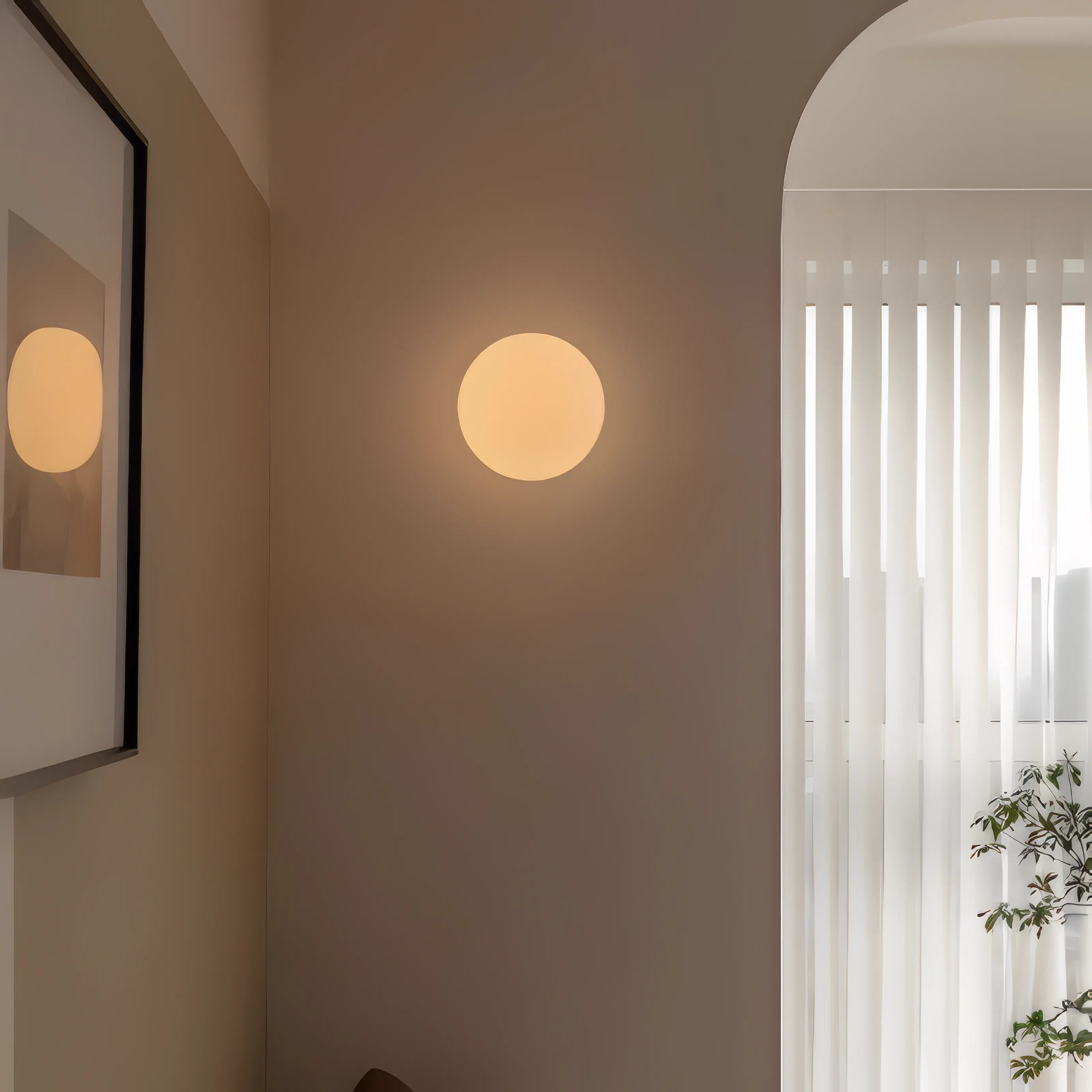 Aditya - Modern White Milk Glass Shade Circular Wall Light