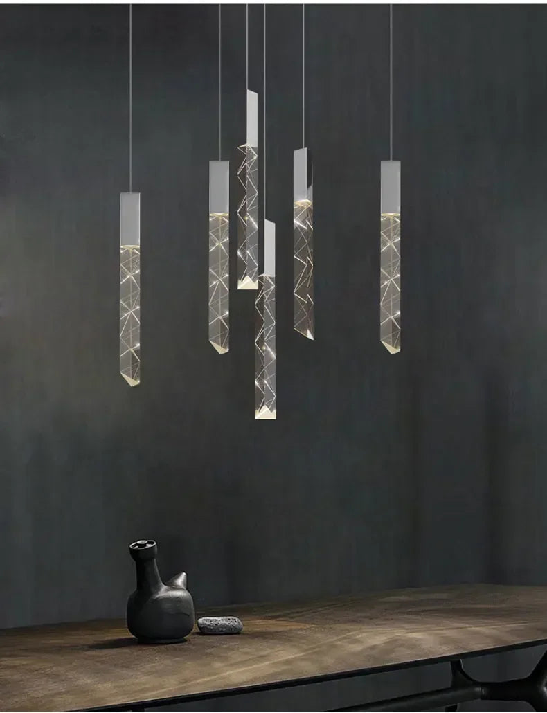 Tristan - Modern LED Transparent Long Bar Hanging Chandelier