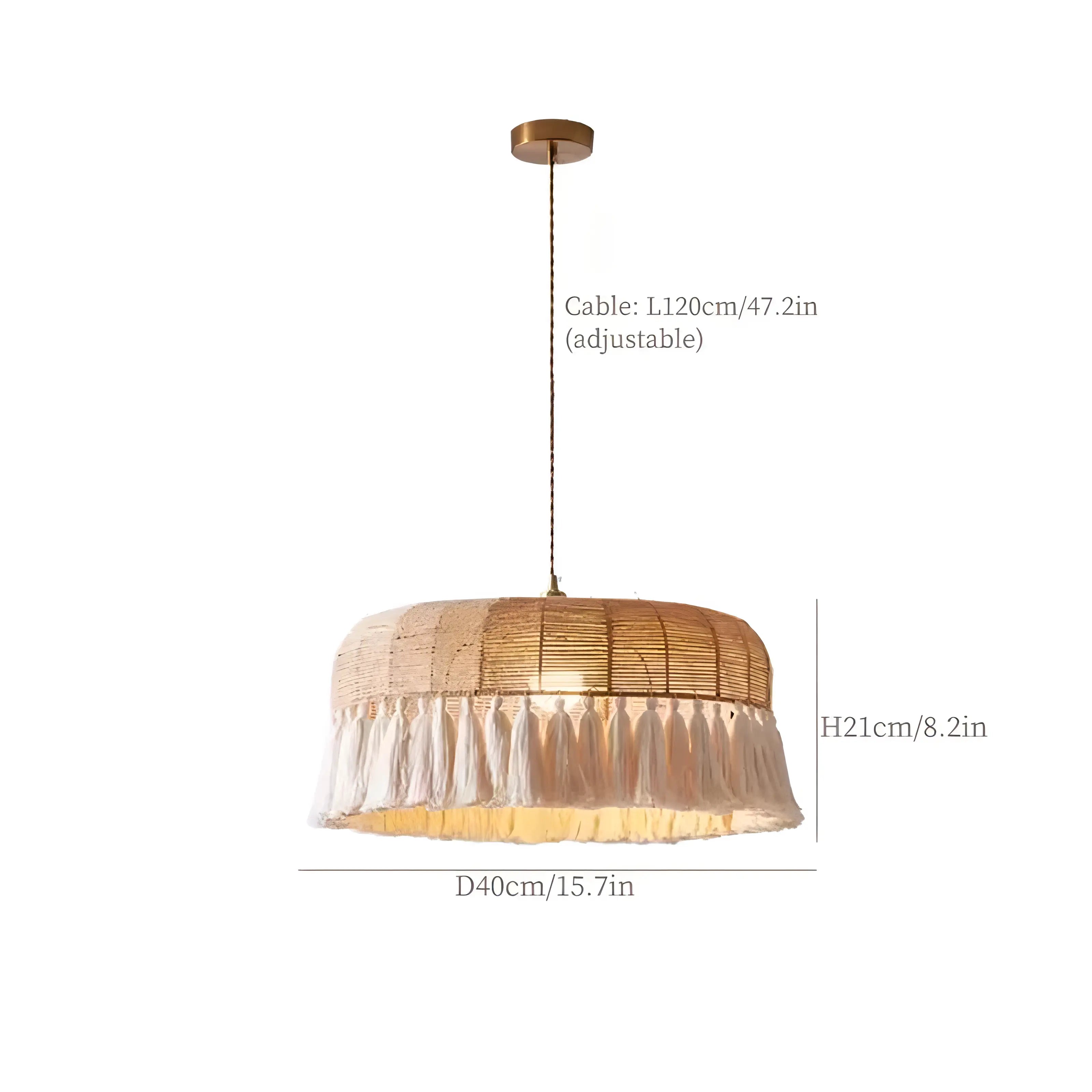 Juwan - Wicker Hand-Knitted Round Tassel Ceiling Light