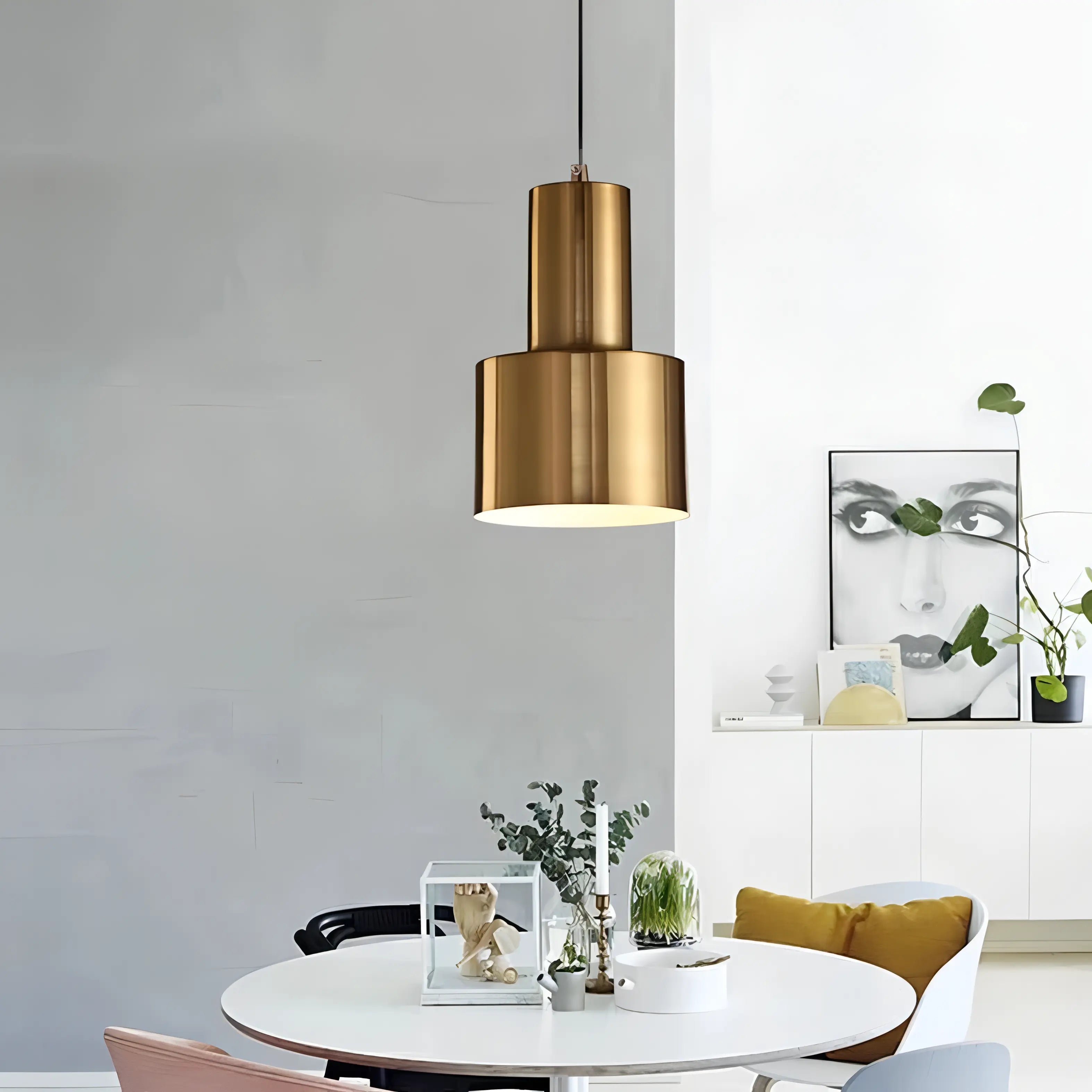 Cooper - Modern Industrial Gold Round Hanging Pendant Ceiling Light