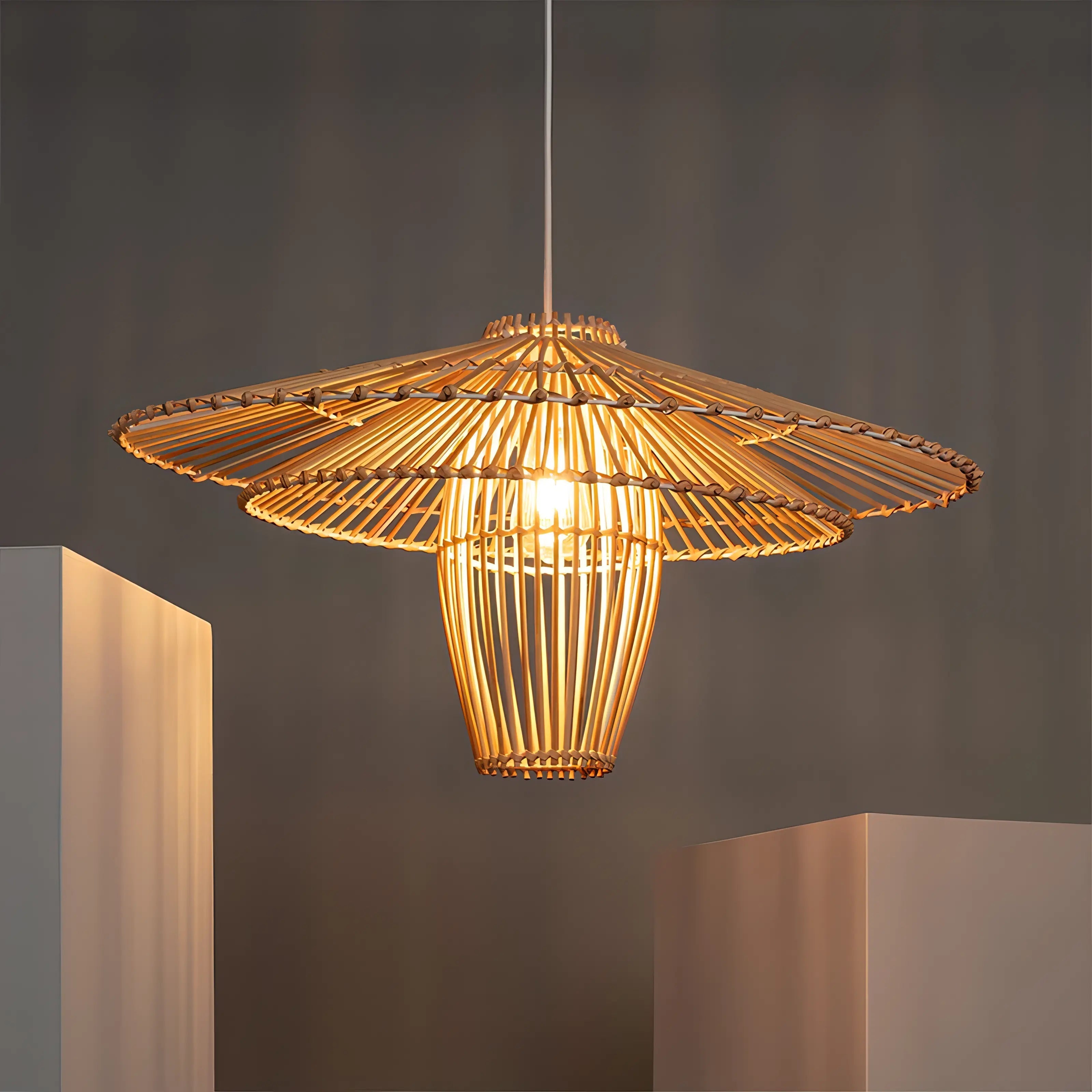 Leticia - Hand-Woven Rattan Round Pendant Ceiling Light