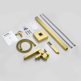 Zapata - Floor Standing Modern Bathtub Waterfall Filler Tap with Hand Shower
