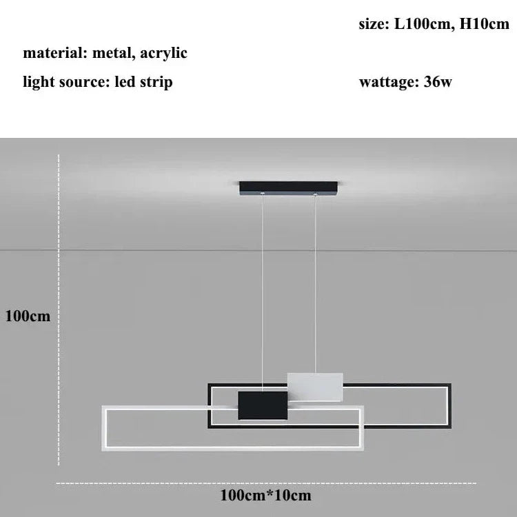 Long Thin Modern Hanging LED Chandelier properties