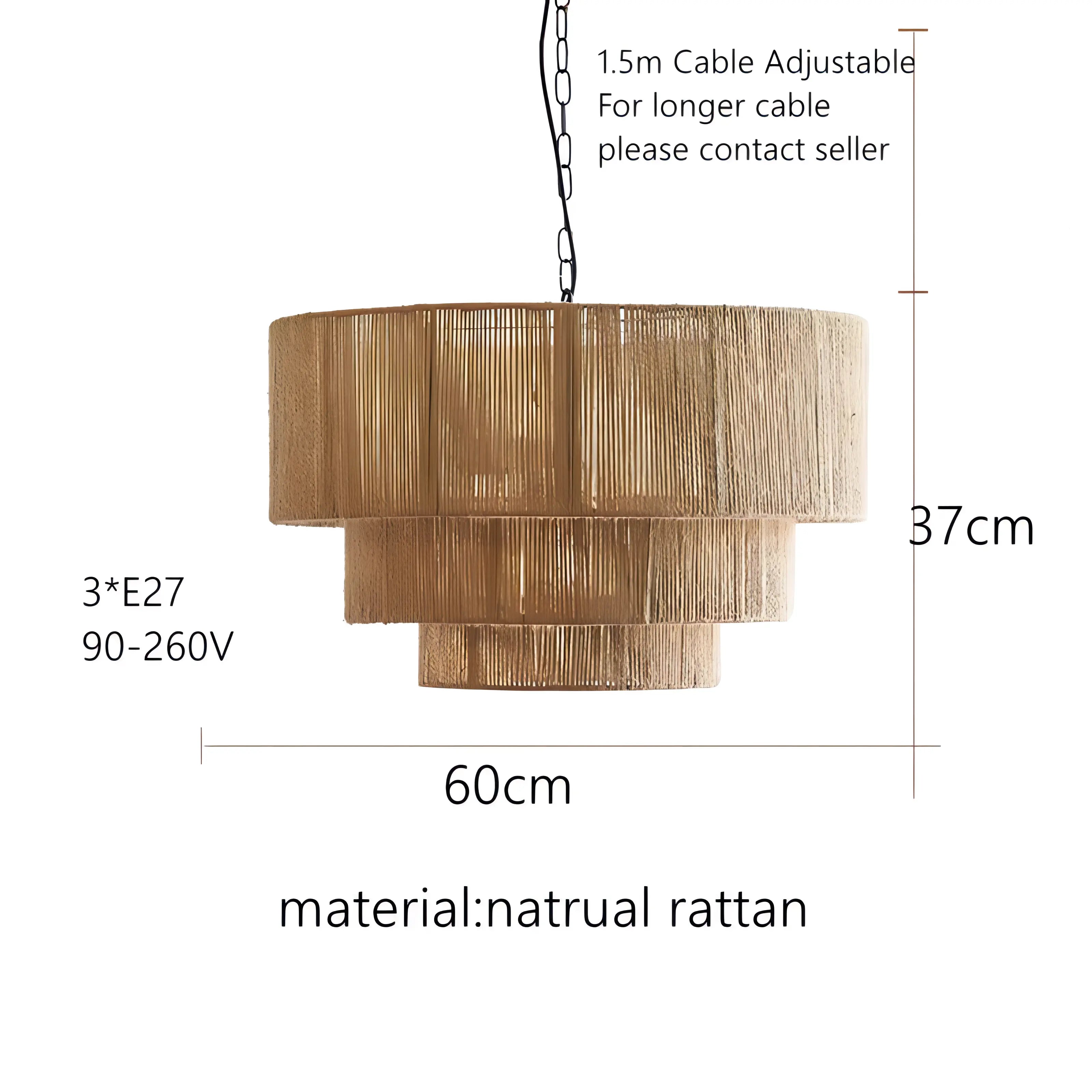 Carnes - Rattan Wicker Pendant Ceiling Light Bohemian Style