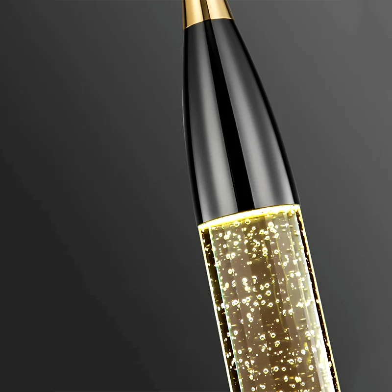 Matthew - Modern Hanging Black & Gold Teardrop Tube Sparkle Chandelier