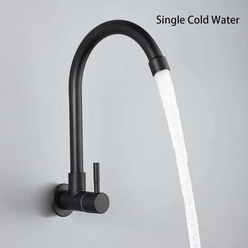 Malka - Rotatable Modern Black Single Handle Cold Water Kitchen Drinking Tap