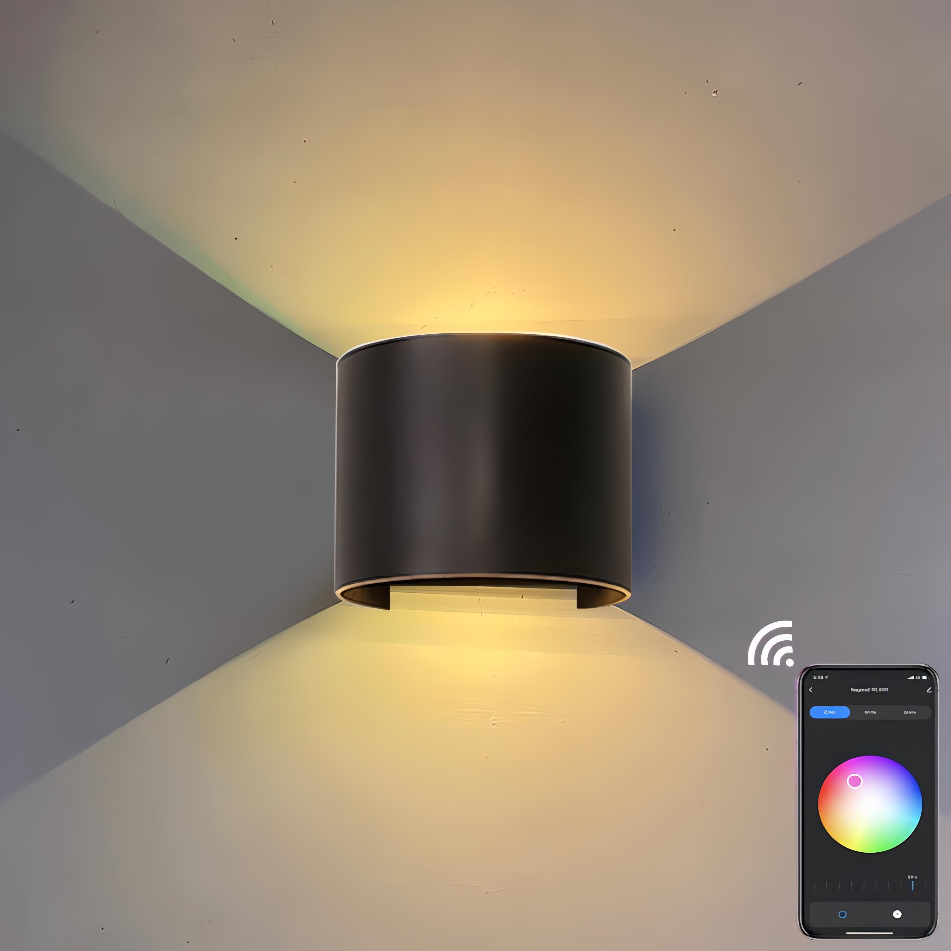 Albus - Semicircle Waterproof Black Outdoor RGB APP Controlled Wall Light