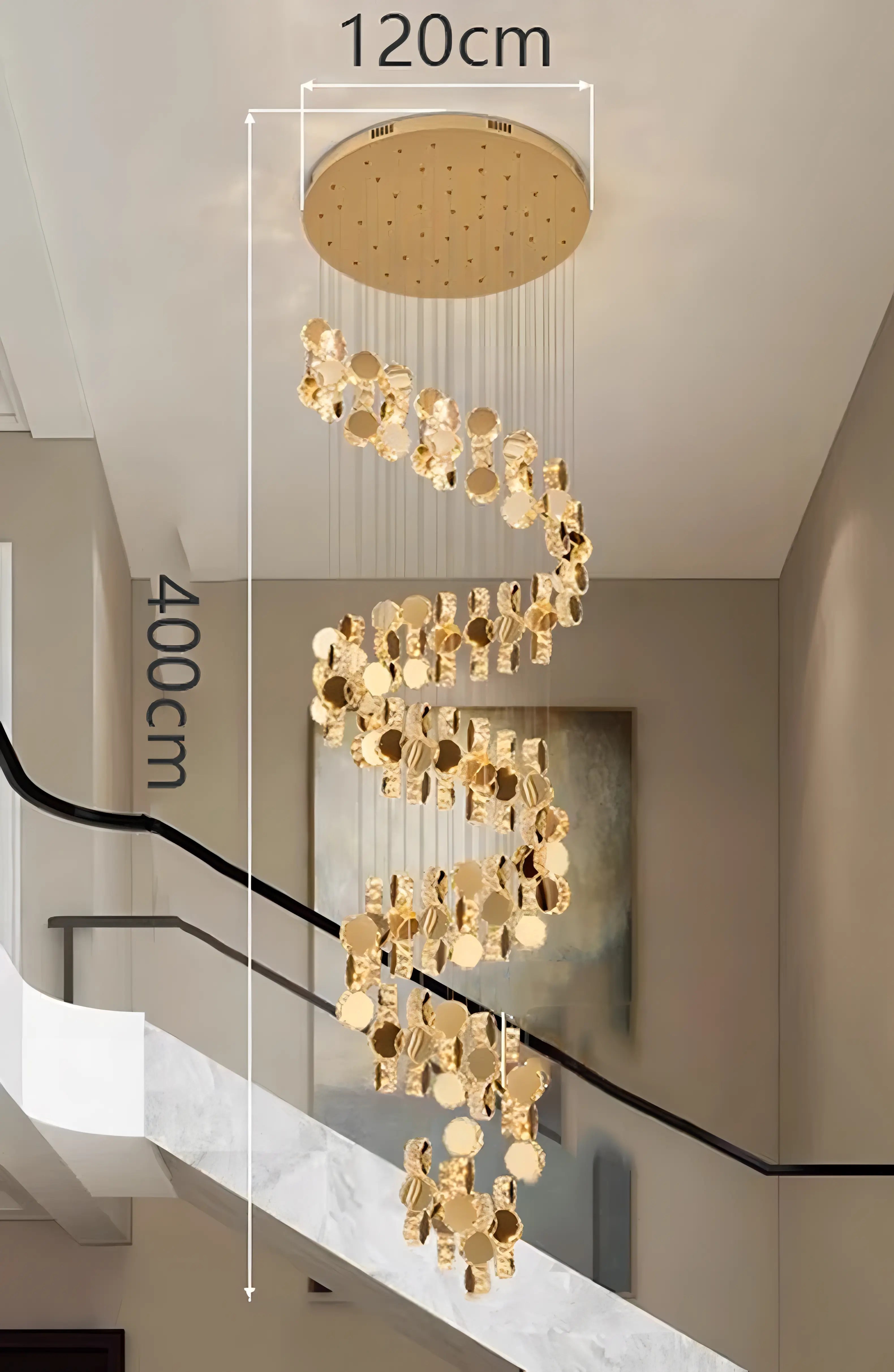 Christina - Round Crystal Gold Hanging Ceiling Chandelier