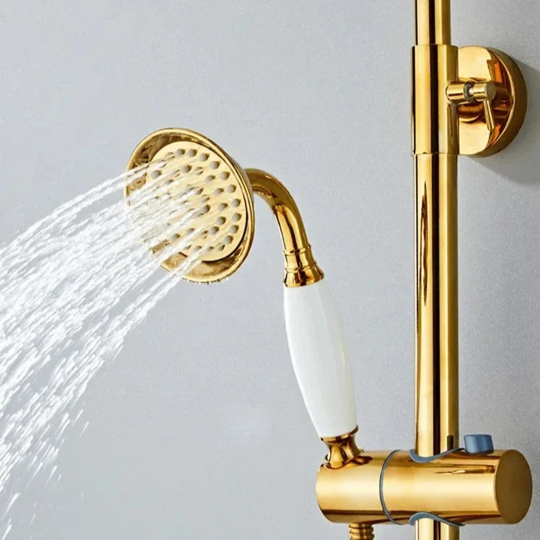 Goddard - Gold Swan Bathroom Rainfall Shower Set with Dual Handle Controls