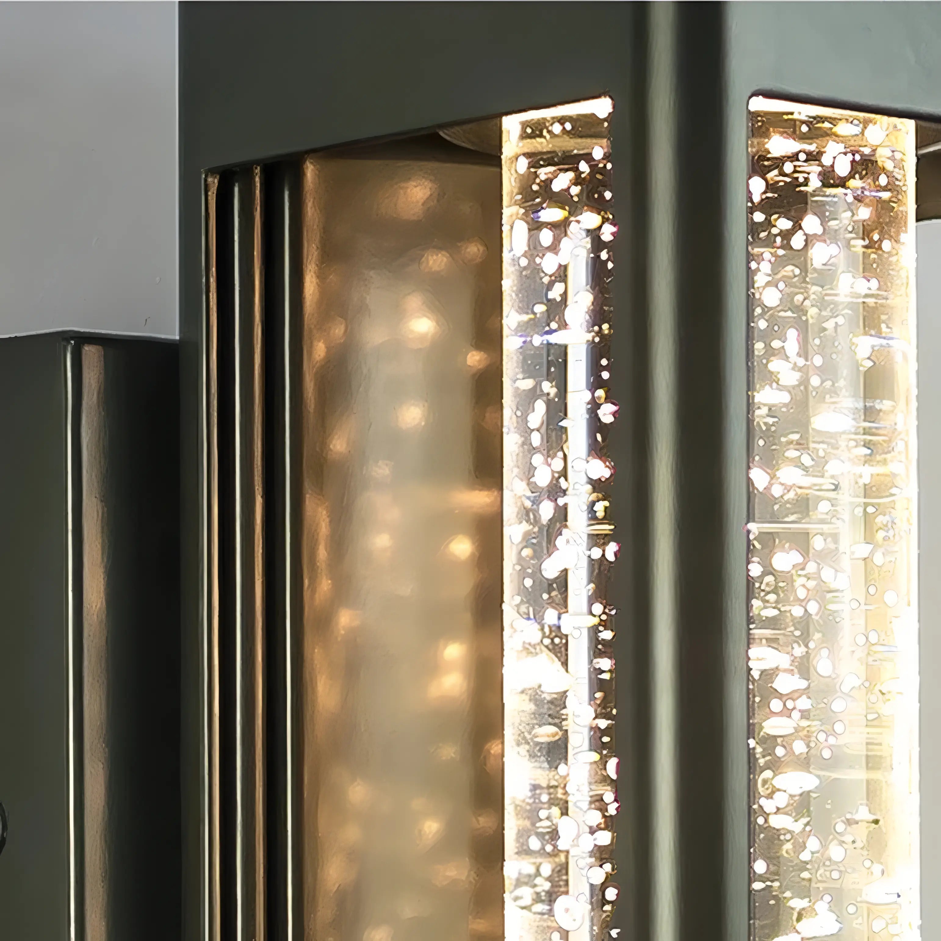 Holland - Black Caged Crystal Bubble Glass Outdoor Wall Light