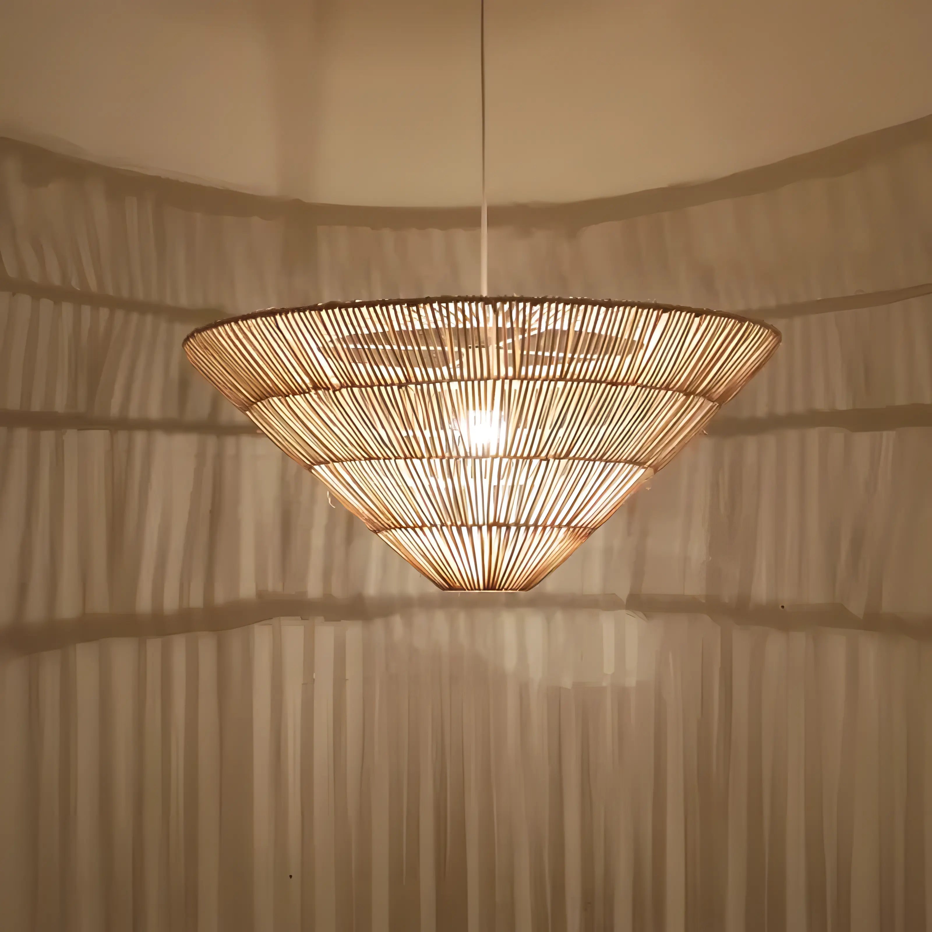 Natali - Rattan Hand-Knitted Cone Ceiling Light