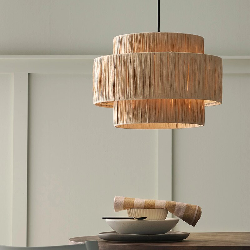 AWITI - Handmade Woven Round Tiered Ceiling Light