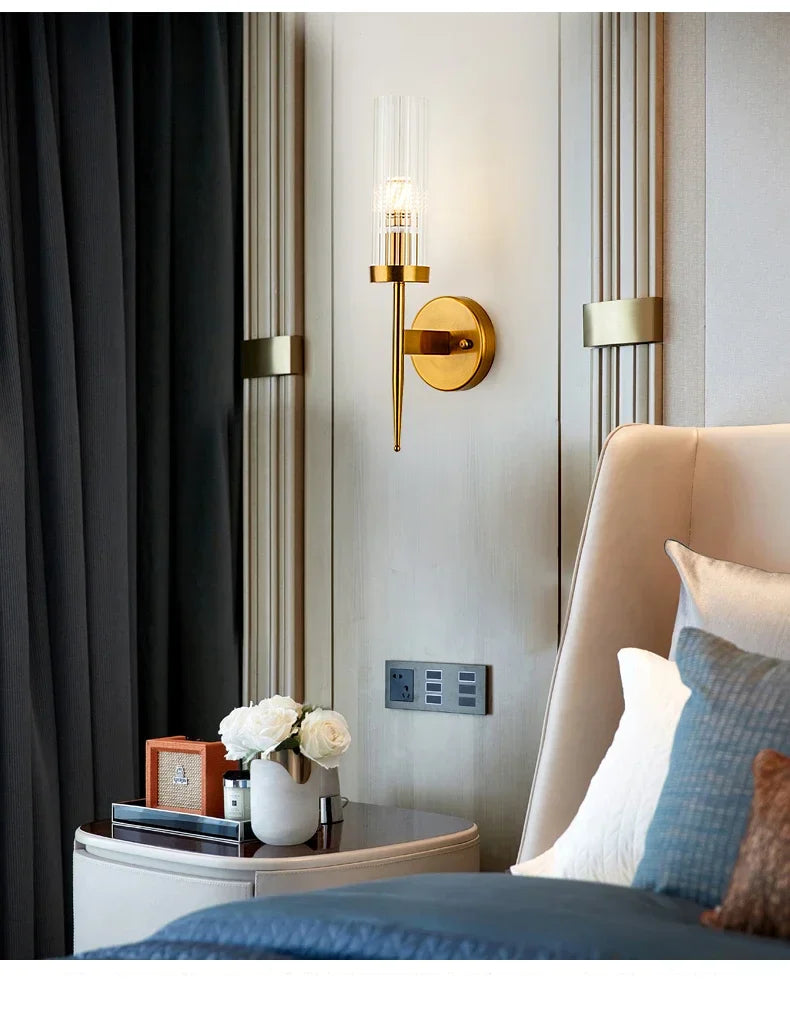 Almastos - Modern Fluted Glass Wall Lamp