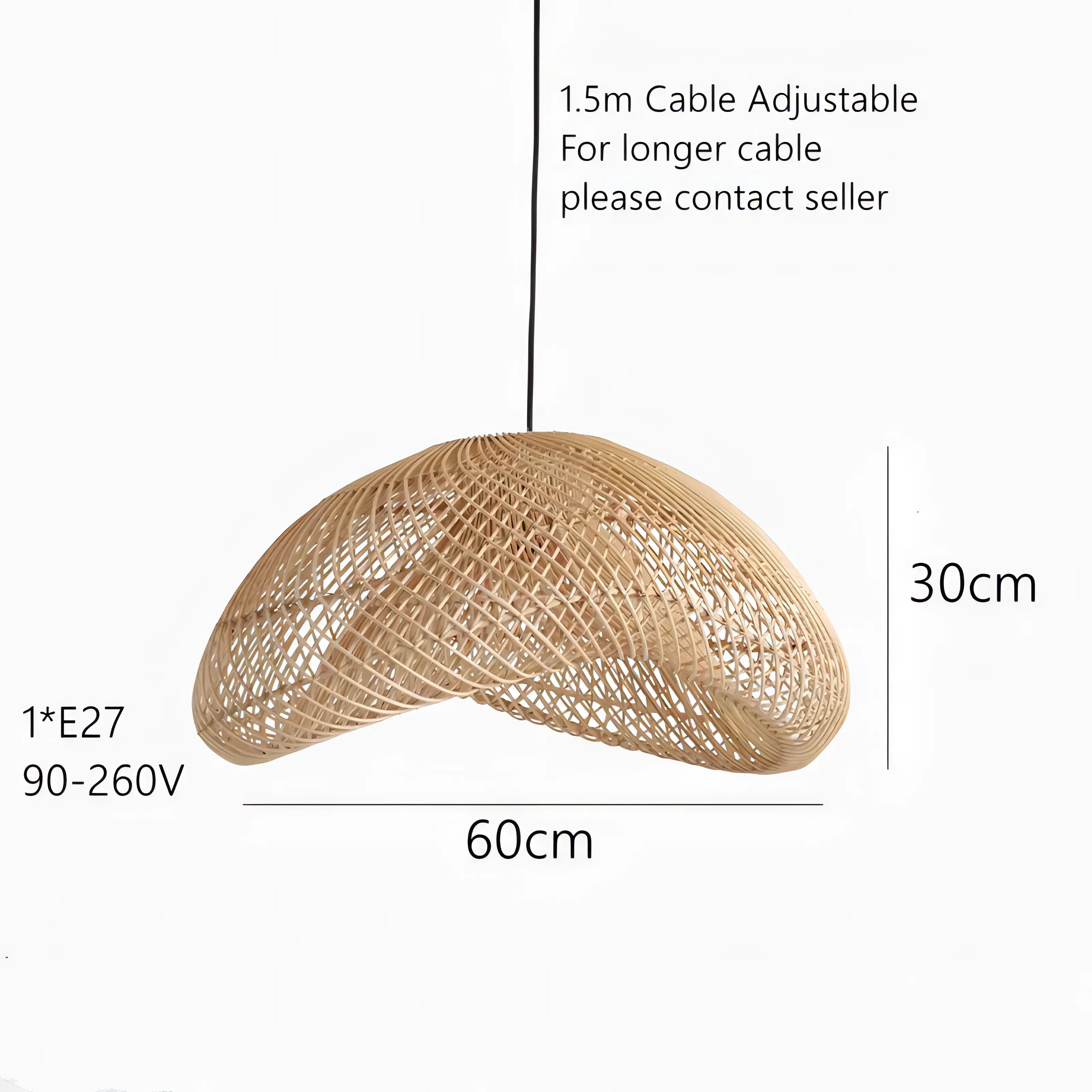 Bernardo - Wicker and Rattan Round Pendant Ceiling Light