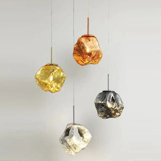Meza - LED Stained Glass Pendant Rock Ceiling Light