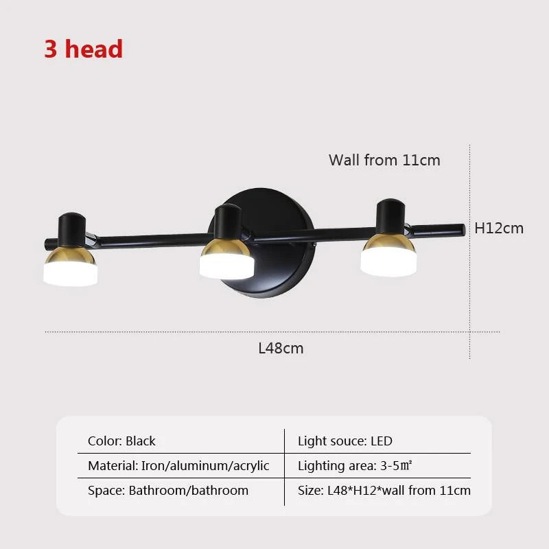 Halley - Modern Brass Adjustable Heads Vanity Light