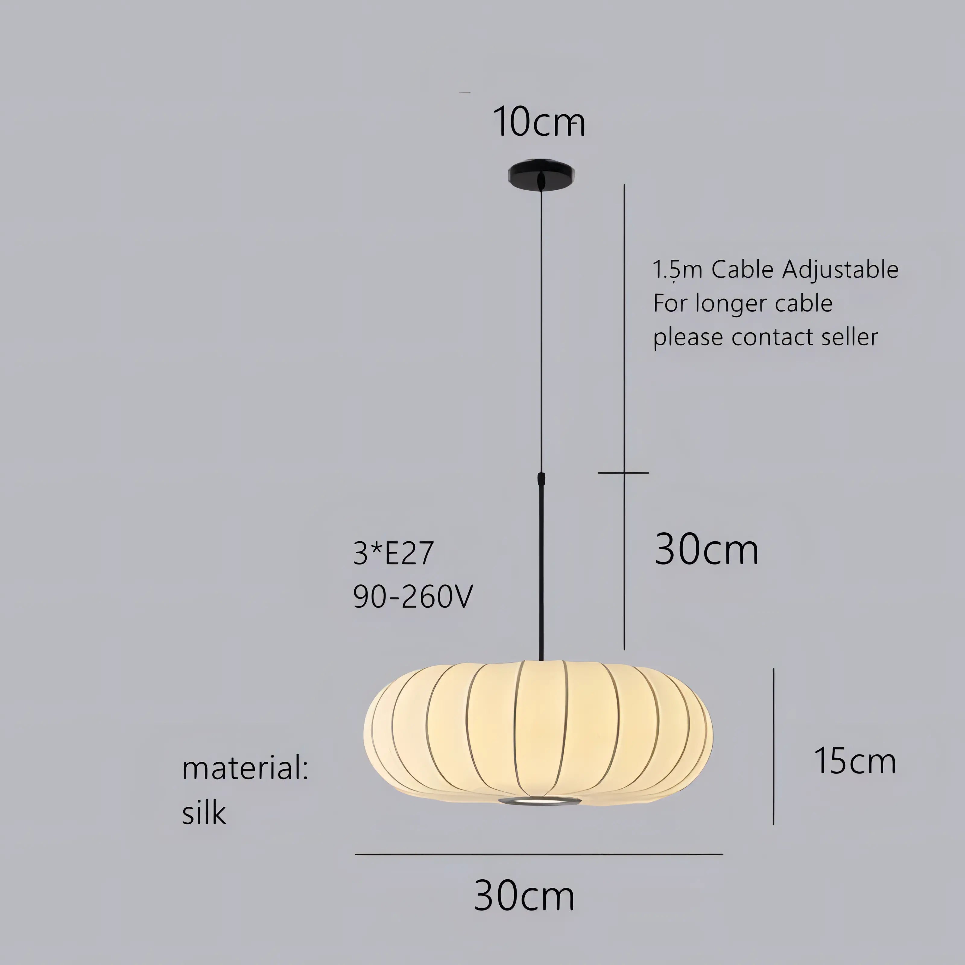 Hayward - White Silk Pumpkin Ceiling Pendant Light