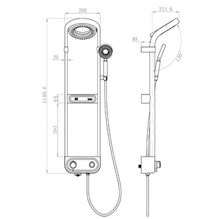 Nava - Round Head Thermostatic Shower Set Mini Handheld Included