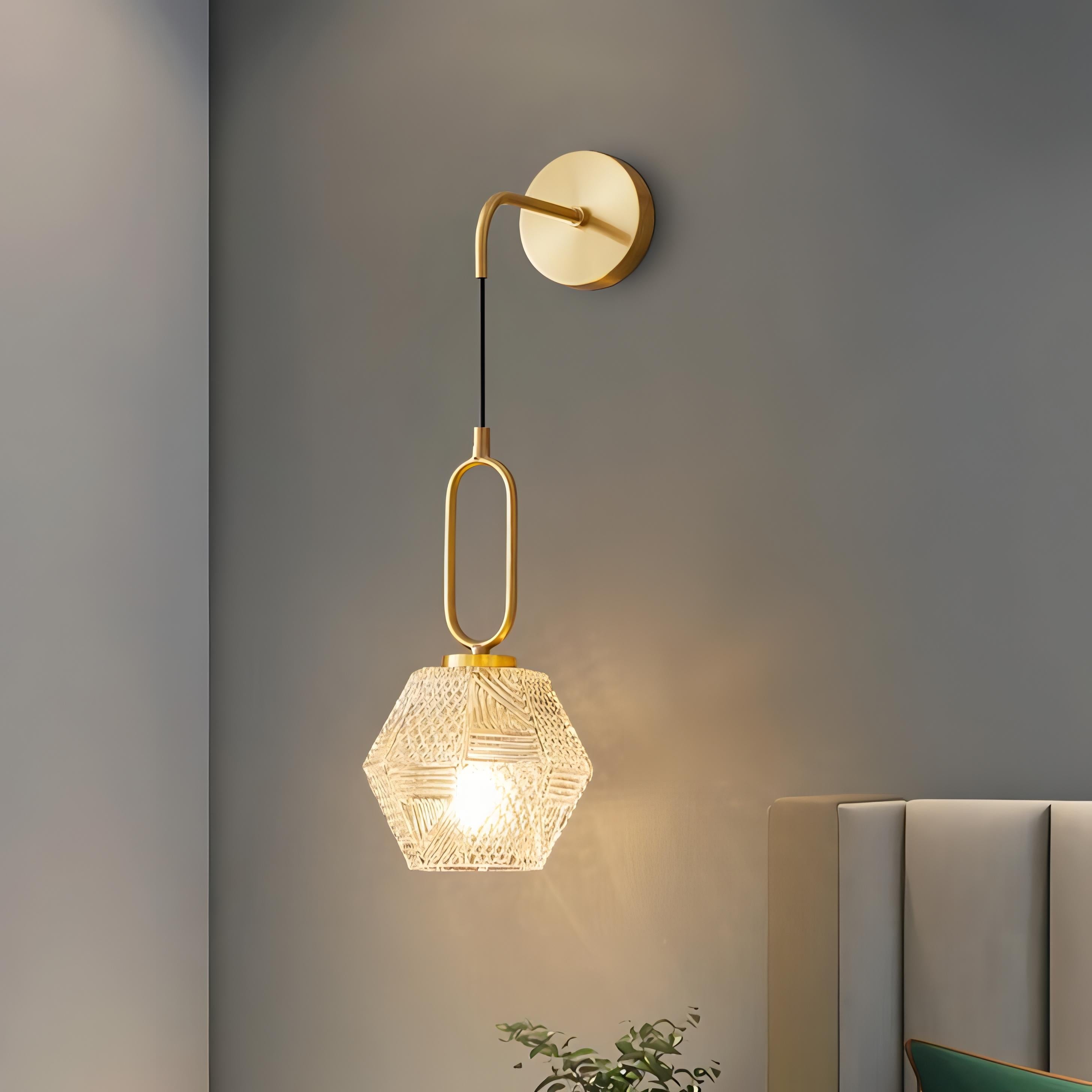 Aries - Modern Gold Patterned Glass Crystal Wall Light