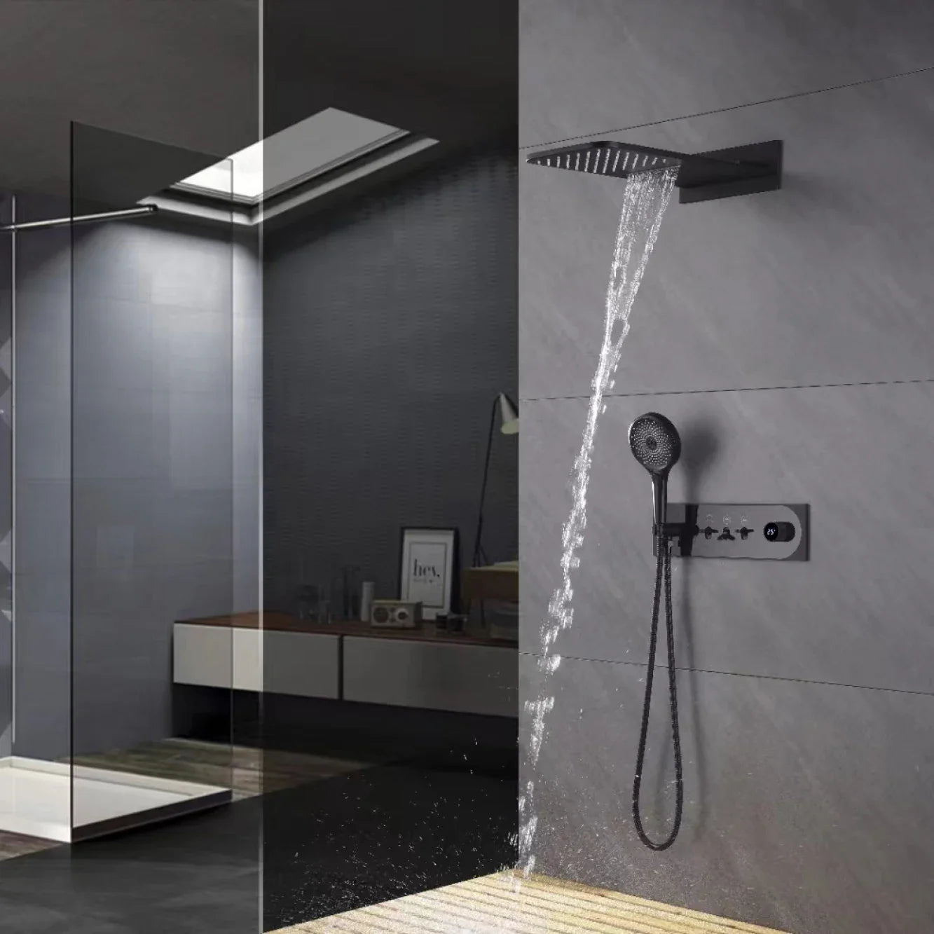 Dean - Modern LED Smart Display Wall Mounted Shower Set Multi Function