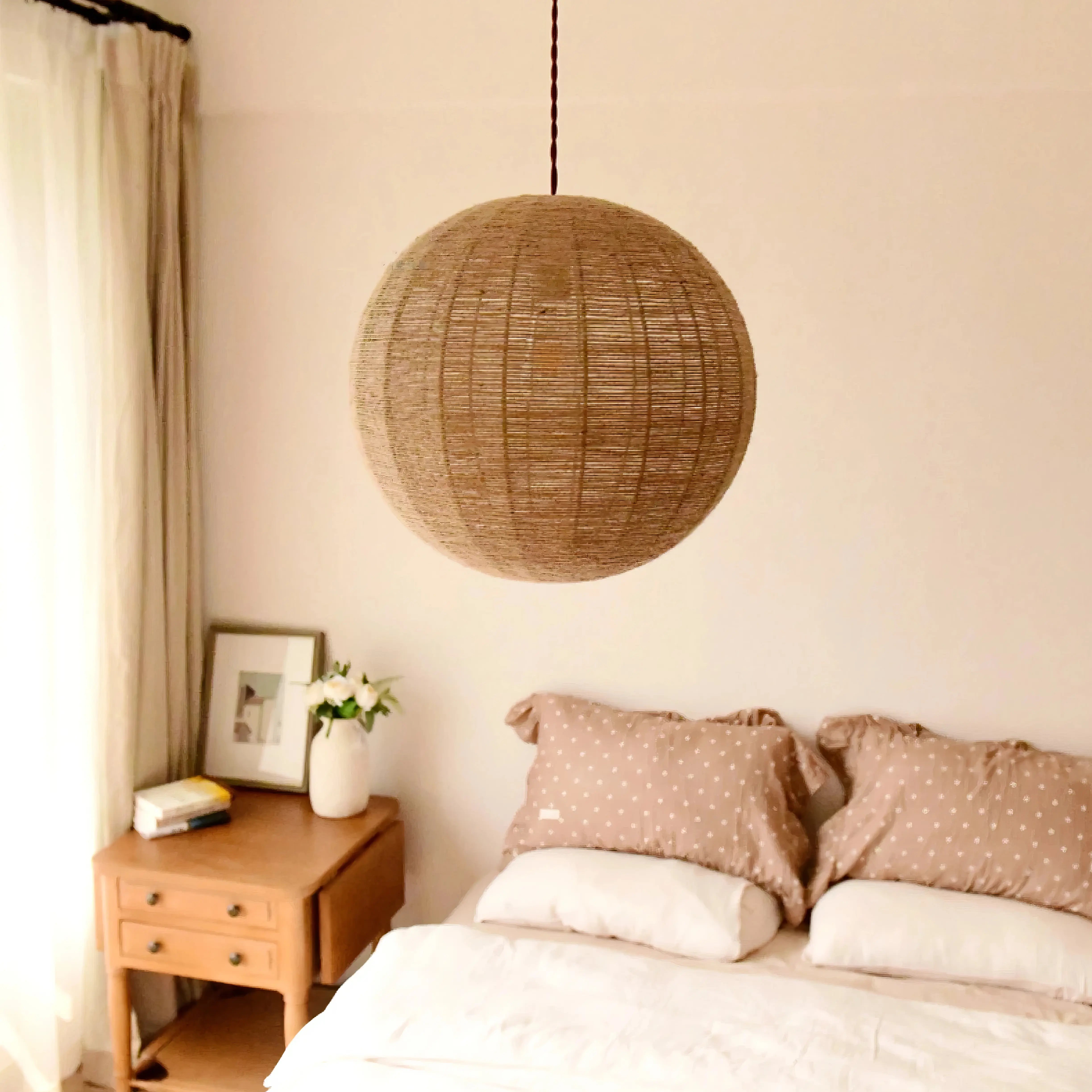Graham - Handmade Fabric Round Ball Pendant Ceiling Lamp