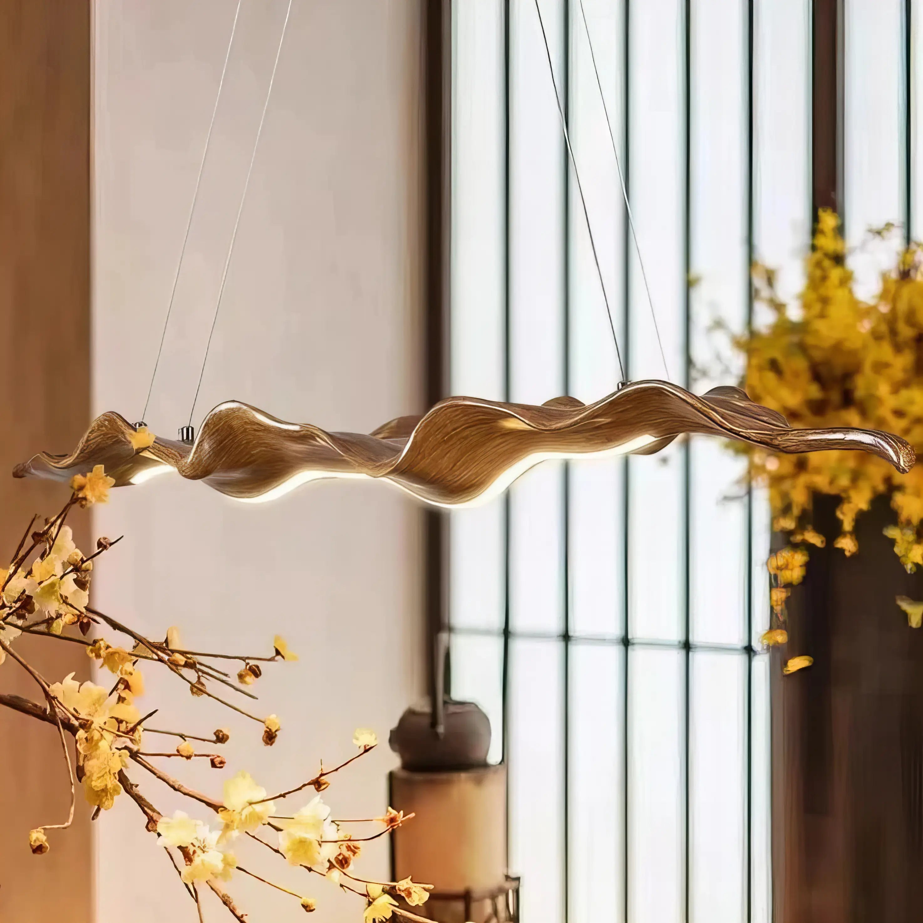 McLean - Resin Wavey Drift Wood Hanging Ceiling Light