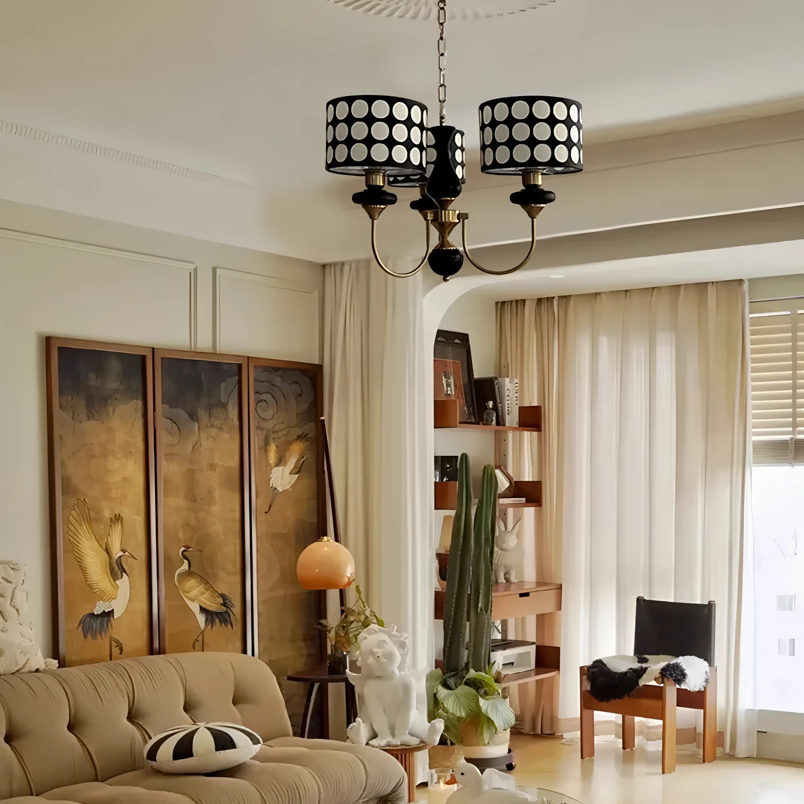 Onesimo - Abstract Polka Dot Black Gold Hanging Ceiling Light Chandelier