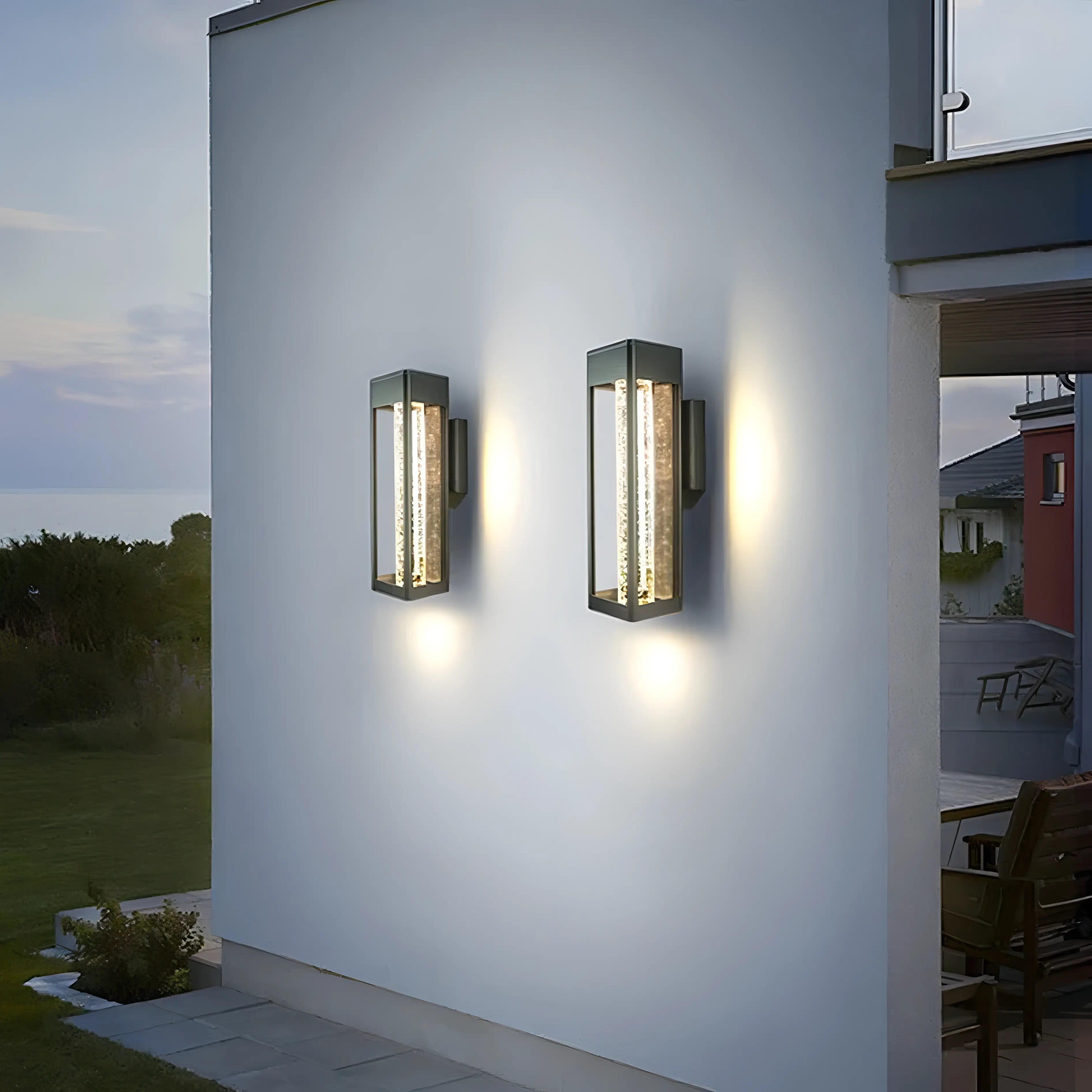 Holland - Black Caged Crystal Bubble Glass Outdoor Wall Light
