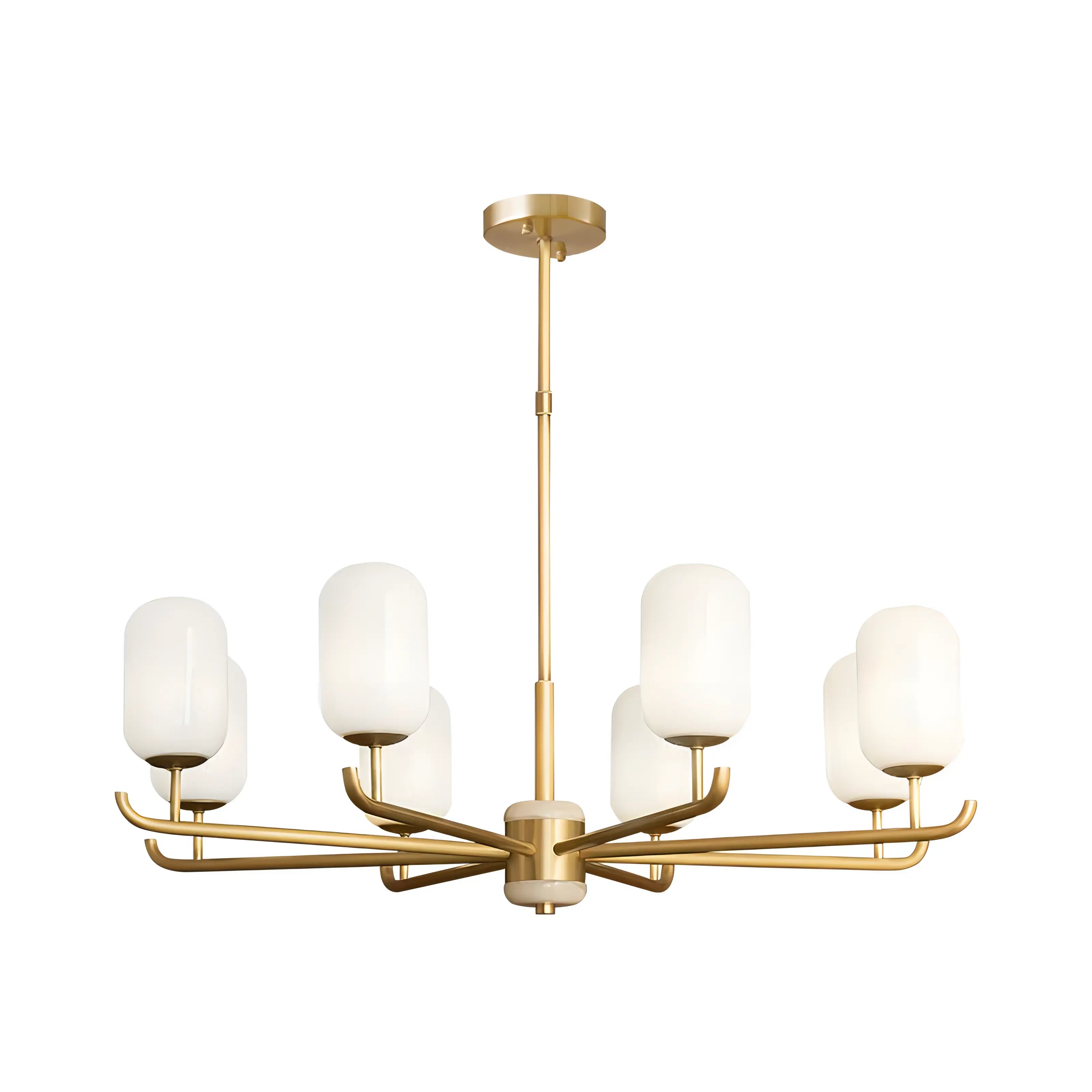 Potts - White Jade Glass Pipe Erected Round Ceiling Light