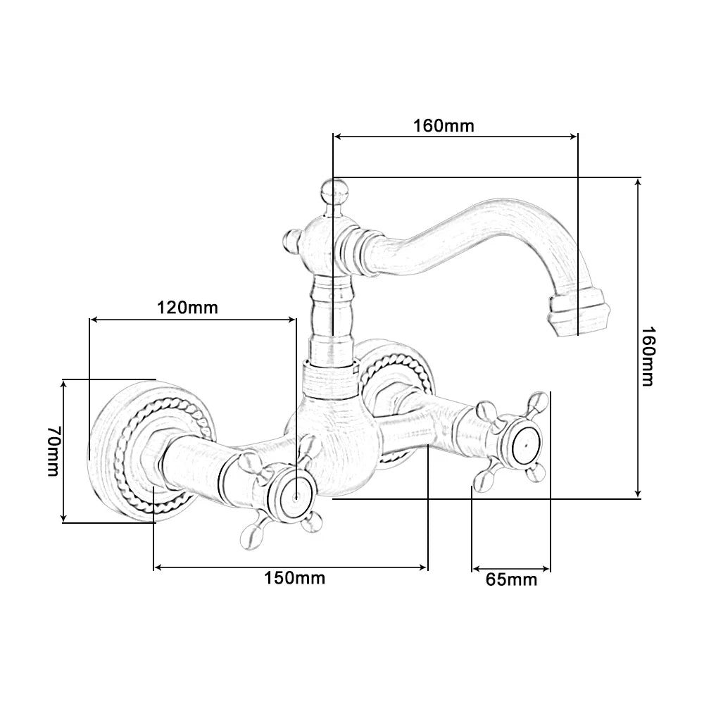 Steffen - Antique Brass Dual Handle Rotatable Mixer Kitchen Tap