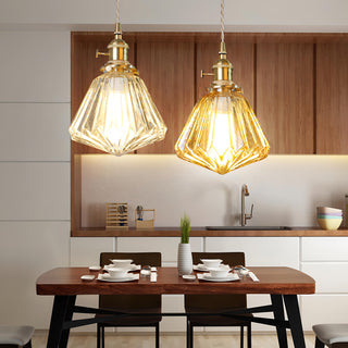 Zechariah - Cone Patterned Glass Pendant Ceiling Light