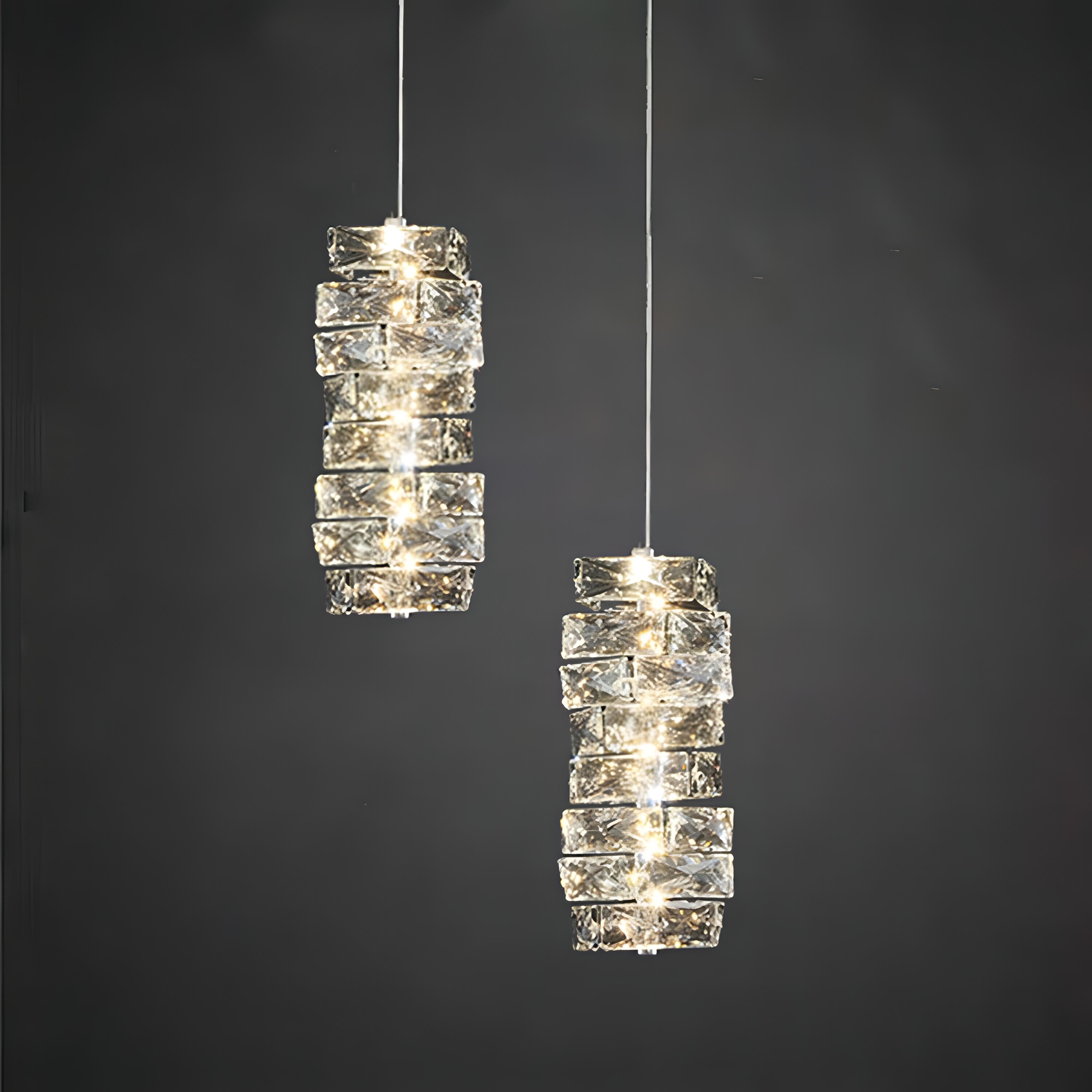 Zayd - Twisted Crystal Glass Hanging Pendant Ceiling Light