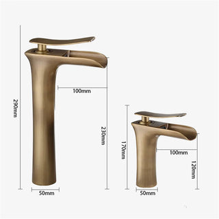 Nautica - Antique Brass Waterfall Hot/Cold Mixer Basin Tap