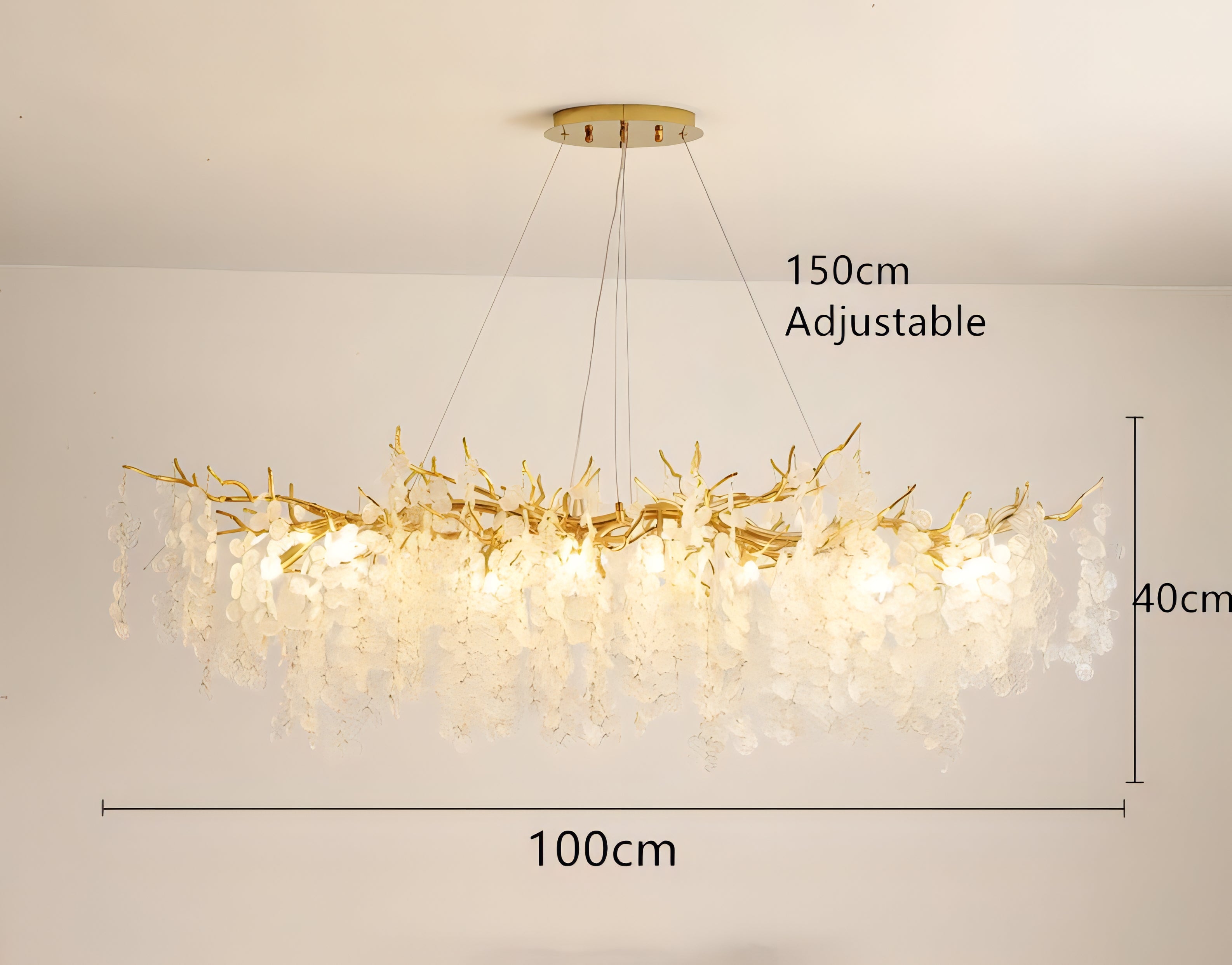 Layne - Glass Gold Tree Hanging Flower Petal Ceiling Light Chandelier