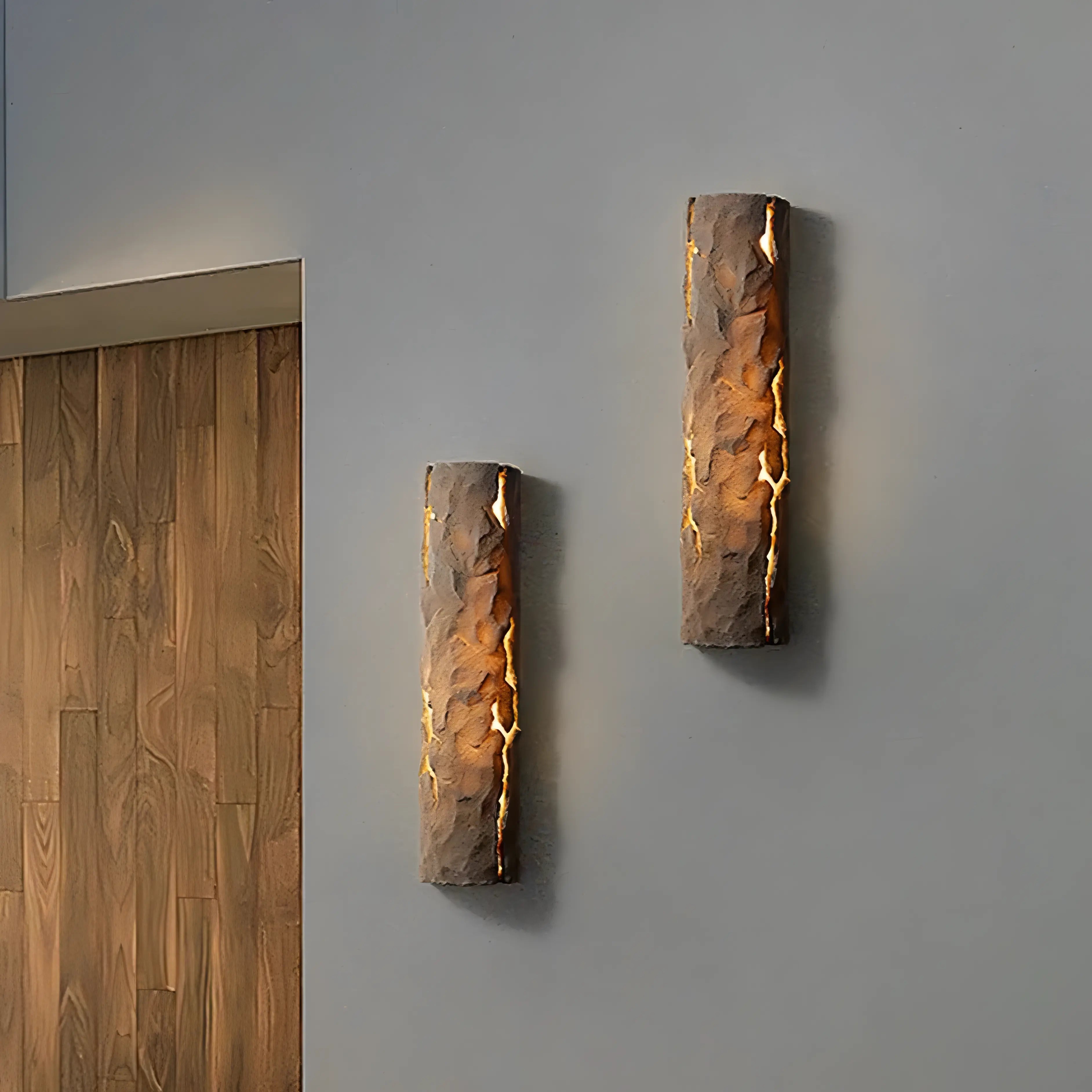 Perales - Wood Tree Style Resin Outdoor Waterproof Wall Light
