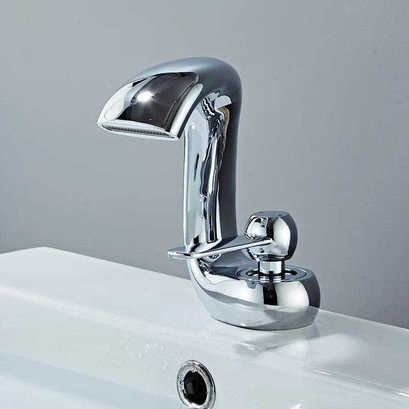 Russo - Curved Bathroom Single Lever Modern Mixer Basin Tap