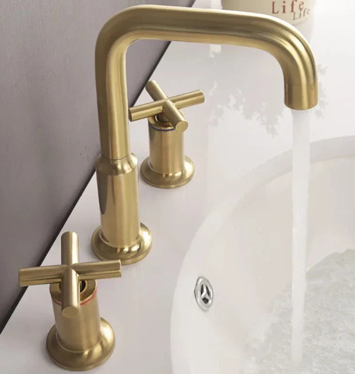 Celia - Dual Handle Modern Brushed Basin Tap
