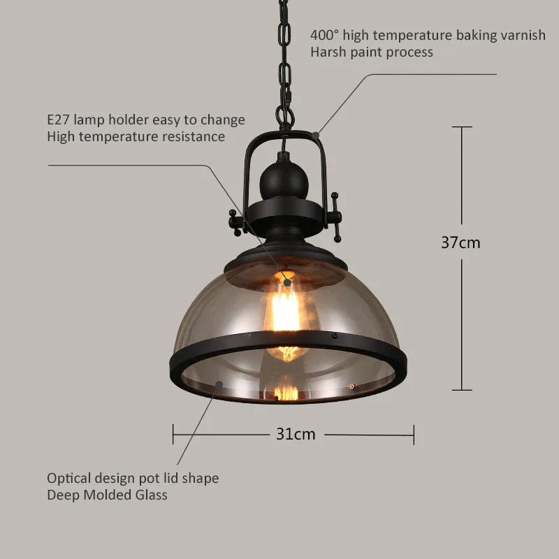 Jaco - Iron Black American Style Pendant Hanging Ceiling Light