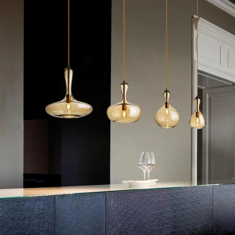Kristal - Modern Hanging Dome Shaped Coloured Glass Pendant Ceiling Light