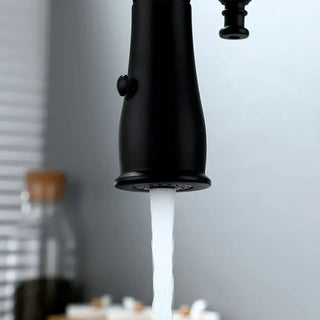 Staffo - Gold Brass Porcelain Pull Down Dual Mixer Kitchen Tap