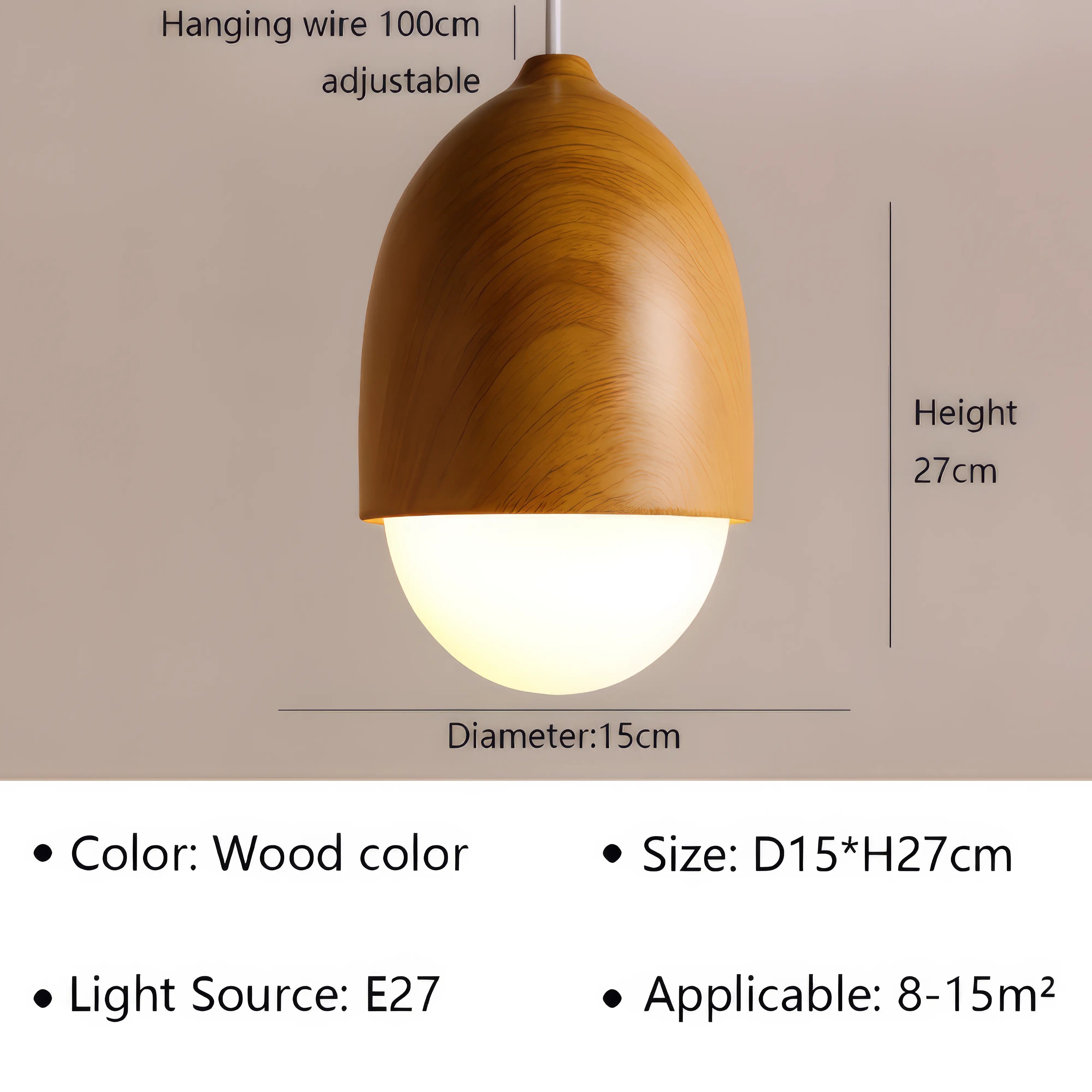 Delia - Modern Scandinavian Wooden Round Hanging Pendant Ceiling Light