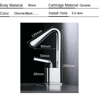 Ken - Modern Angular Spout Single Handle Bathroom Tap