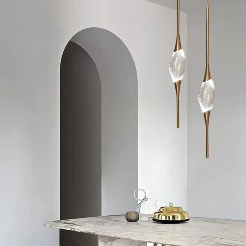 Kelton - Modern Gold Black Hanging Teardrop Pendant Ceiling Light