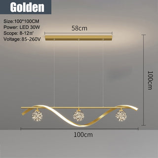Hanjna - Modern Gold Wave Multi Ball Cord Ceiling Light Chandelier