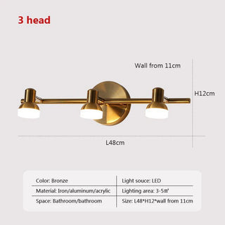 Halley - Modern Brass Adjustable Heads Vanity Light